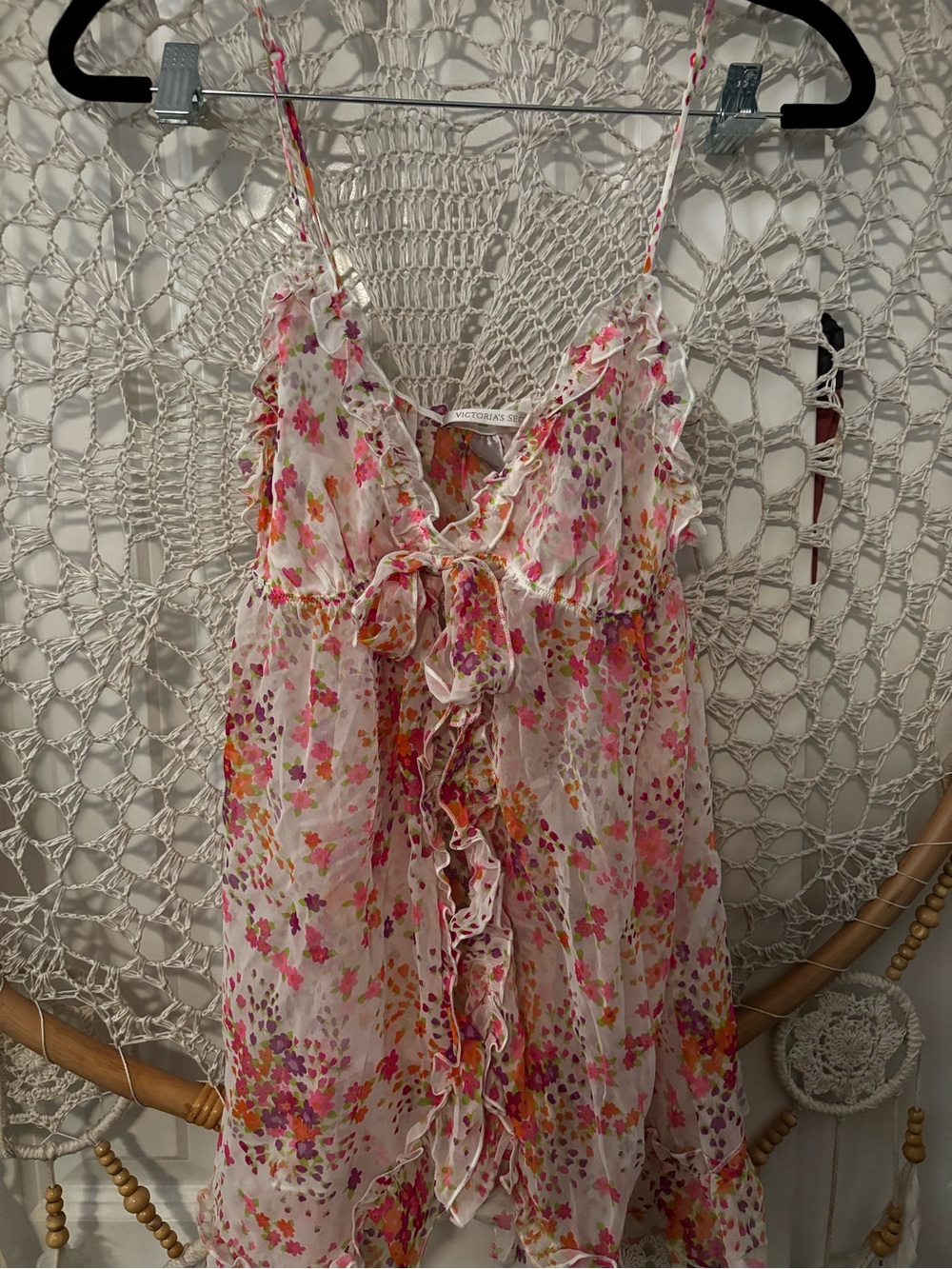 Victoria's Secret Pink Floral Ruffle babydoll top A00355